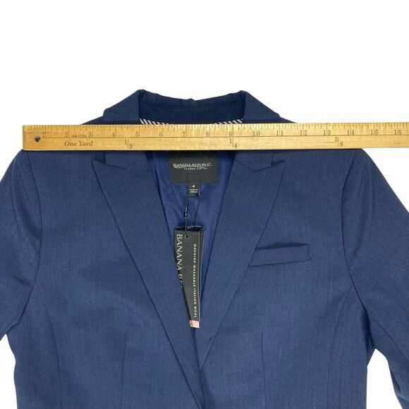 Banana Republic Blazer Womens 4 Blue Wool Office Career Chic Minimalist Coat New - Picture 13 of 16